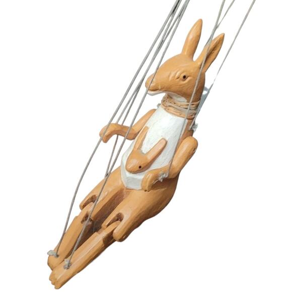 Vintage Wooden Kangaroo & Joey Marionette Puppet Primitive Theatrical Play Toy - Picture 3 of 6
